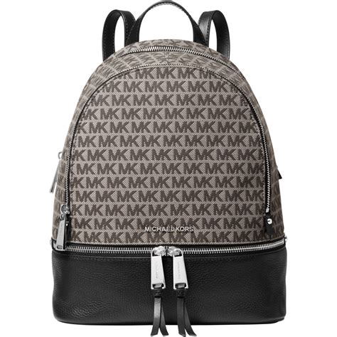 michael kors rhea medium glossy signature backpack|signature rhea zip medium backpack.